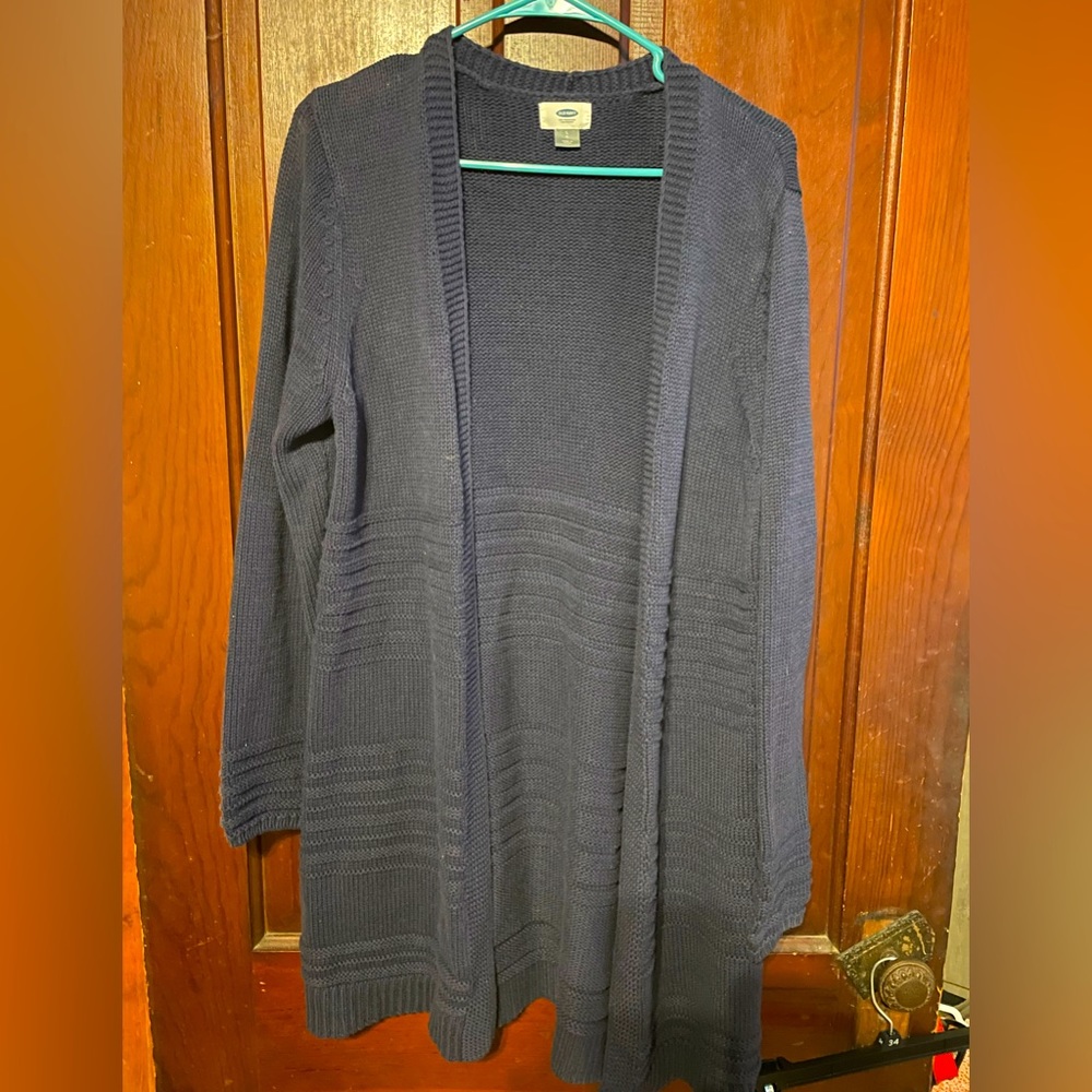 Navy blue Old Navy duster cardigan. Size large.